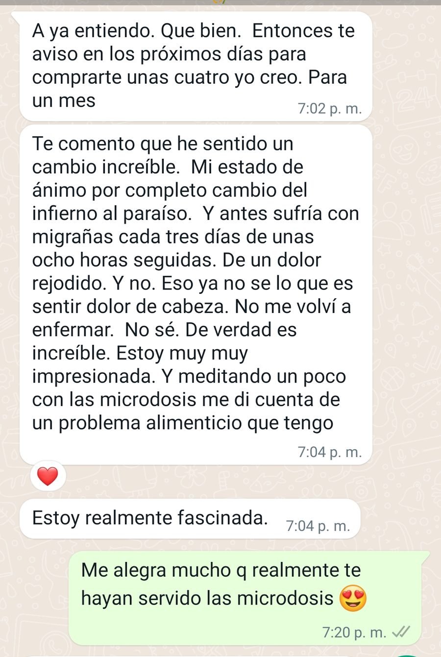 Captura de la conversación, con los datos de la persona recortados