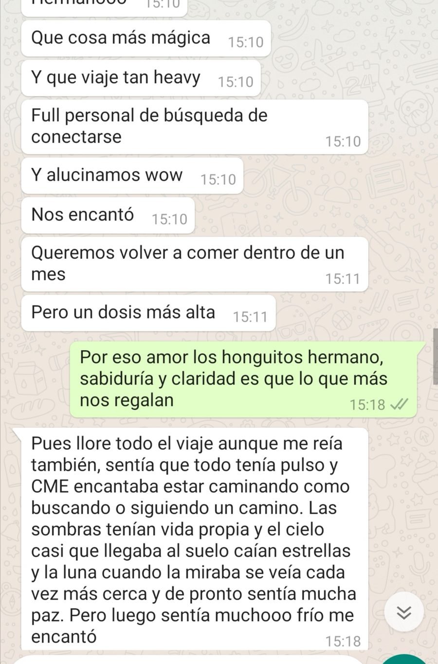 Captura de la conversación, con los datos de la persona recortados